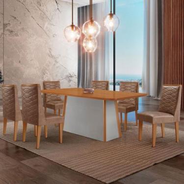 Imagem de Mesa de Jantar Diane 180cm Tampo MDF Laminado com 6 Cadeiras Safira Mo