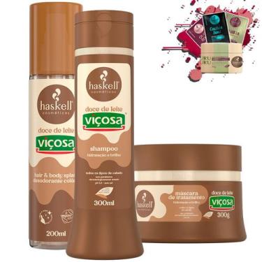 Imagem de Kit Haskell Doce de Leite Shampoo Máscara 300ml Splash 200ml