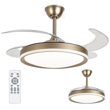 Imagem de Ventilador de Teto Grande Retratil Lampada Led 3 em 1 Lustre Controle Remoto Potente Casa Quarto Recepçao Silencioso