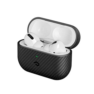 Imagem de Capa estilosa PITAKA [Air Pal Mini para AirPods Pro] Capa de fibra de aramida 600D selecionada sem fio para carregar, com chaveiro para carregar ou viajar preto/cinza