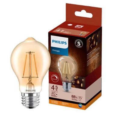 Imagem de Lâmpada Led Filamento A60 4,5w 300lm E27 Dimer 110v Philips, 110V, BRA