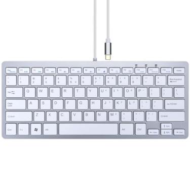 Imagem de Teclado MCSaite pequeno USB C – Teclado com fio compatível com Plug & Play para Mac mini, MacBook Pro/Air, iMac, iPad, Windows, Chromebook com porta USBC – Compacto e Mini USB Tipo C – Prata