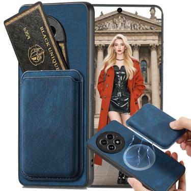 Imagem de Ephoou Capa magnética para OnePlus 13 com compartimento destacável para cartão de crédito, capa ultrafina resistente a arranhões de couro PU para OnePlus 13. TCK-azul retrô