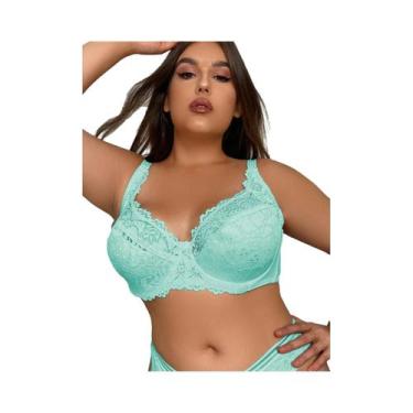 Imagem de Sutiã feminino plus size sexy renda roupa íntima sutiã fino copo E sut