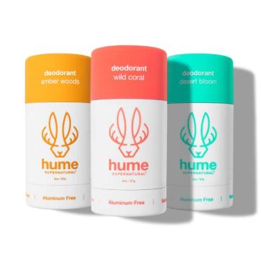 Imagem de Hume Supernatural Desodorante sem alumínio para mulheres e homens – probiótico, à base de plantas, sem bicarbonato de sódio, Aloe e flor de cacto, antisuor, manchas e odor – Desert Bloom, Amber Woods