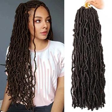Imagem de Layashow Cabelo macio de crochê de 61 cm, pré-enrolado, 6 pacotes, tranças de crochê falso, tranças de crochê Goddess Locs Dreadlocs para mulheres negras (4#, 61 cm (pacote com 6))