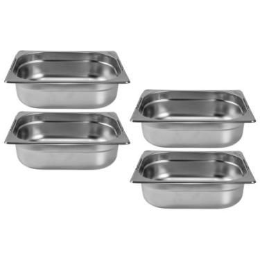 Imagem de Kit Quatro Cubas Gastronomica Padrão Gn 1/2 100mm Inox com Alça Weck