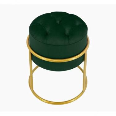 Imagem de Puff Banqueta Estofado Decorativo Base De Ferro Capitonê Suede Verde Do Lar Móveis E Decoração