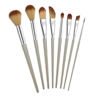 Imagem de Kit 8 Pincel Para Maquiagem Castelo Batom Sombra Delineado Blush Base 