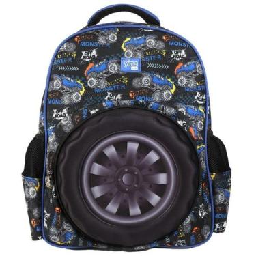 Imagem de Mochila Costas 14 Monster Truck 3D Infantil Escolar Passeio - Yins