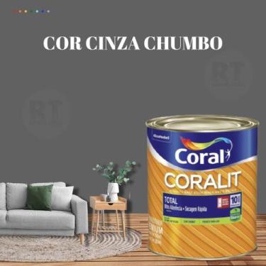 Imagem de Esmalte Sintético Base Água Coral Coralit 800ml Cor Cinza Acetinado p/