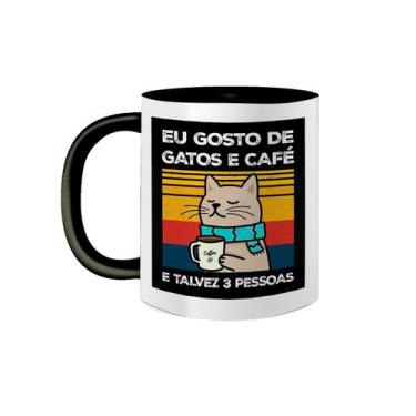 Imagem de Caneca Divertida Gosto de Gatos Café Talvez 3 Pessoas 325mL - VilelaGG