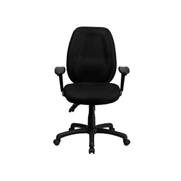Imagem de Flash Furniture Cadeira de escritório giratória executiva ergonômica multifuncional com costas altas e braços ajustáveis