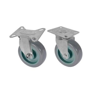 Imagem de Kit 2 un roda rodízio fixo e giratório pvc bp 5 pol 130mm - AJAX