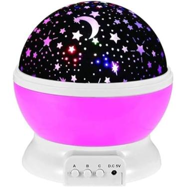 Imagem de Luminária Abajur Projetor Estrela 360º Projeção de Galáxia e Céu Estrelado para Decoração e Ambiente Relaxante (Rosa)