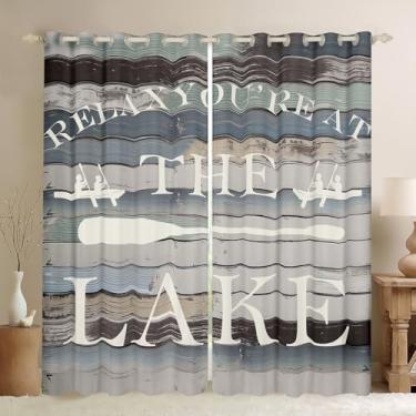 Imagem de Cortinas de janela Lake House, cortinas rústicas de celeiro antigo para crianças, adolescentes e adultos, decoração de quarto de casa, cortina de tratamento de janela com pá branca, cortinas de janela