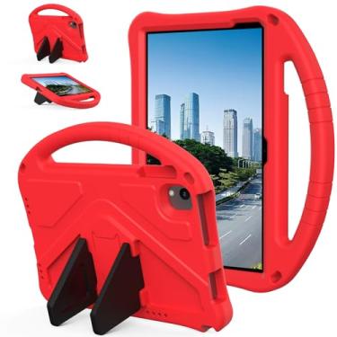 Imagem de YRH Capa para tablet Urao C107 25.7 cm 2024, capa infantil EVA à prova de choque com alça para tablet Urao Android 10,1 polegadas (vermelho)