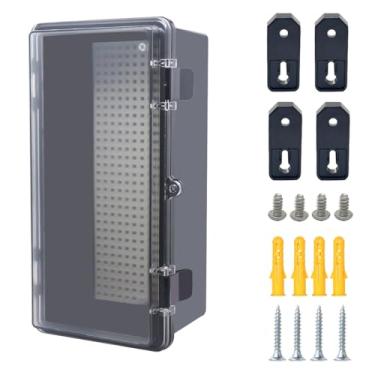 Imagem de Otdorpatio Caixa de junção, capa transparente preta articulada IP67 à prova d'água ABS caixa de projeto com placa de montagem caixa elétrica com suporte de parede 10,6 x 5,1 x 4,3 polegadas (270 x 130