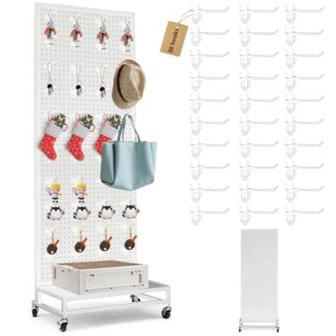 Imagem de Eastern Tree Suporte de exibição de quadro de metal de 6 x 1,8 m com placa de base, painel de painel de pegboard com rodas, suporte de exibição de placa de pinos, visor de quadro de pegboard com 30