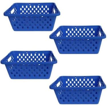 Imagem de Kit 4 Cestos Organizadores Pequeno 800 ML Azul 16x12x6cm - Ercaplast