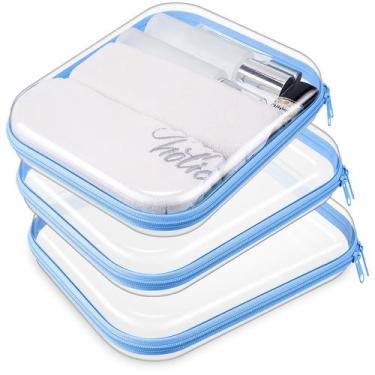 Imagem de Estojo rígido transparente com zíper, bolsa de plástico, bolsa de maqu