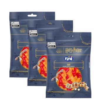Imagem de Kit 3 Balas de Gelatina Fini Harry Potter Raio Sabor Cereja e Abacaxi 70g