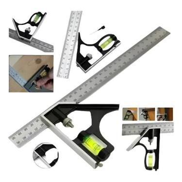 Imagem de Esquadro Combinado 12 Pol. Marcenaria Madeira C/ Régua Carpinteiro 300