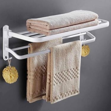 Imagem de Suporte Para Toalha De Banheiro, Prateleira De Toalha De Parede Branca De Alumínio Espacial, Acessório De Hardware Para Casa, Para Cozinha De Banheiro E Toile, 40cm, One Color, 60cm