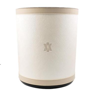 Imagem de Lixeira Revestida Sintético Vayly para Escritório ou Residência com Acabamento Sofisticado e Resistente. (Pérola)