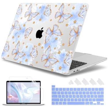 Imagem de May Chen Capa para MacBook Pro 33.0 cm M2 2023,2022,2021,2020 A2338 M1 A2251 A2289, capa rígida de plástico para MacBook Pro 13 polegadas com Touch Bar serve para Touch ID, borboleta azul