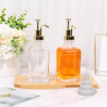 Imagem de DJAPWPX - Conjunto de dispensador de xarope de café com funil de silicone, frasco de xarope de vidro de 500 ml com adesivos de etiqueta, recipiente de xarope de café transparente, dispensador portátil