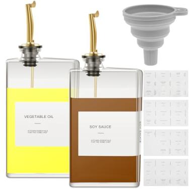 Imagem de FALESOUL Garrafa dispensadora de azeite de oliva para cozinha, conjunto de dispensador de óleo e vinagre de 500 ml, frasco dispensador de azeite de oliva, dispensador de molho de soja, dispensador de