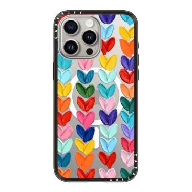 Imagem de CASETiFY Capa compacta para iPhone 15 Pro Max [fina e elegante/compatível com Magsafe/1,2 m. 2X proteção contra quedas de grau militar] - corações de bolinhas transparentes - preto transparente