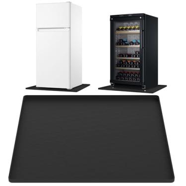 Imagem de AIZOE Mini tapete de geladeira, bandeja coletora de mini geladeira, 60 x 59 cm, tapetes de geladeira, bandeja de máquina de lavar para proteção de piso, preto com padrão de colmeia