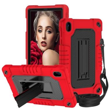 Imagem de Hoibon Capa para tablet à prova de choque para Walmart Onn 20.3 cm (modelo 2024 100135923) capa robusta para crianças com alça de ombro para o modelo Onn 8 4ª geração 2024 (vermelhopreto)