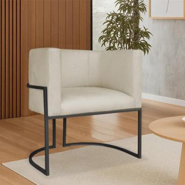 Imagem de Poltrona Dália Luxo Moderna Estofada Design Sofisticado com Base de Fe