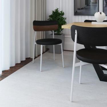 Imagem de Conjunto 2 Cadeiras de Jantar Kyta Tecido Mesclado Est.Preta - Metalig