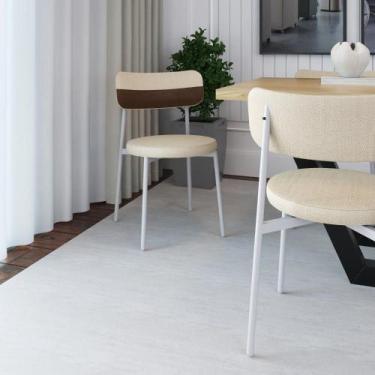 Imagem de Conjunto 2 Cadeiras de Jantar Kyta Tecido Mesclado Est.Branca - Metali