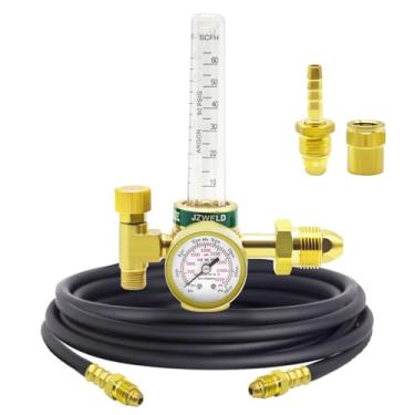 Imagem de JZWELD Medidor de fluxo regulador de argônio para solda Mig Tig com mangueira de solda a gás, medidor de fluxo Mig Tig de argônio/CO2