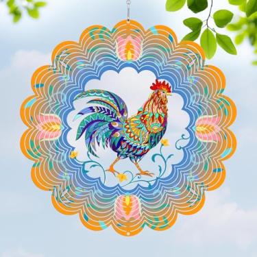 Imagem de KOYILTD Rooster Metal Wind Spinners Rooster Hanging Decorations for Outdoor Metal Kinetic Wind Sculpture Gifts for Mom Dad Grandma Wife Rooster Wind Spinner for Yard and Garden (Rooster)