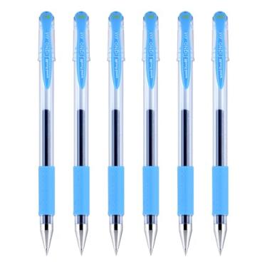 Imagem de Canetas de gel uniball Signo DX, ultra micro ponta (0,38 mm), tinta azul celeste, 6 unidades