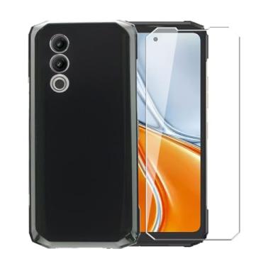 Imagem de WDMYLFTW Capa para Doogee Blade 20 Turbo + película protetora de tela de vidro temperado - Capa protetora de TPU (preta)