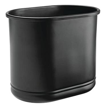 Imagem de Lixeira fina de metal oval mDesign, pequena cesta de lixo, cesto de lixo para banheiros, salas de pó, cozinhas, escritórios domésticos, Matte Black, Pack of 1, 1