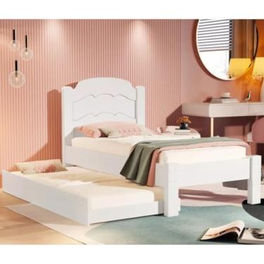 Imagem de Cama Solteiro + Auxiliar Embutida 100% MDF Solução 2 em 1 para Quartos Pequenos (Branco)