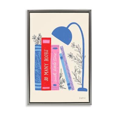 Imagem de Stupell Industries So Many Books Little Time Gray Framed Floater Canvas Wall Art, design por Becky Thorns, 25 x 17
