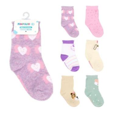 Imagem de Kit 6 Pares Meia Infantil Menina Pimpolho Tam. 26-30,  Kit - 4 (9892)