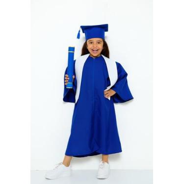 Imagem de Beca de Formatura Infantil Americana Pré Escola - debora becas, Azul r