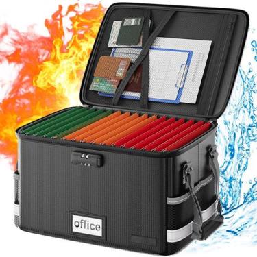 Imagem de Caixa organizadora de arquivos Huolewa dobrável com bolso de malha