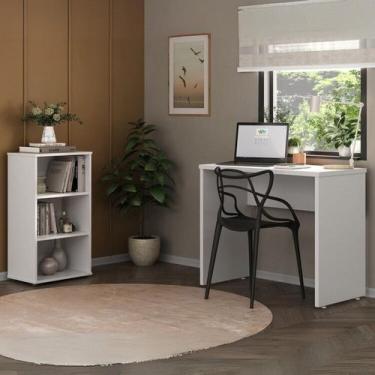 Imagem de Kit Home Office Compacto Escrivaninha Mary Estante Pequena Clean - Art