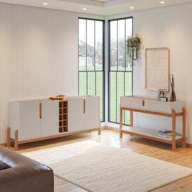 Imagem de Buffet 190cm e Aparador 2 Gavetas com Pés de Madeira Maciça Lizz - Cas